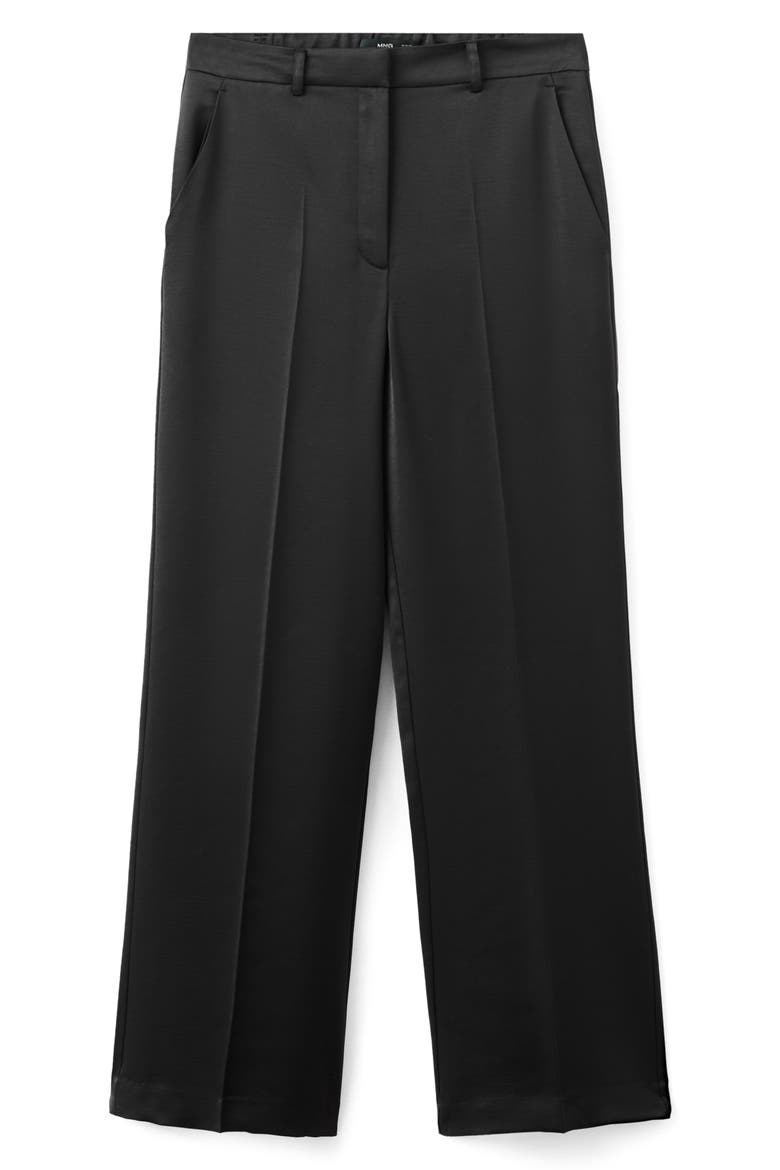 Straight Leg Satin Pants, Alternate, color, BLACK