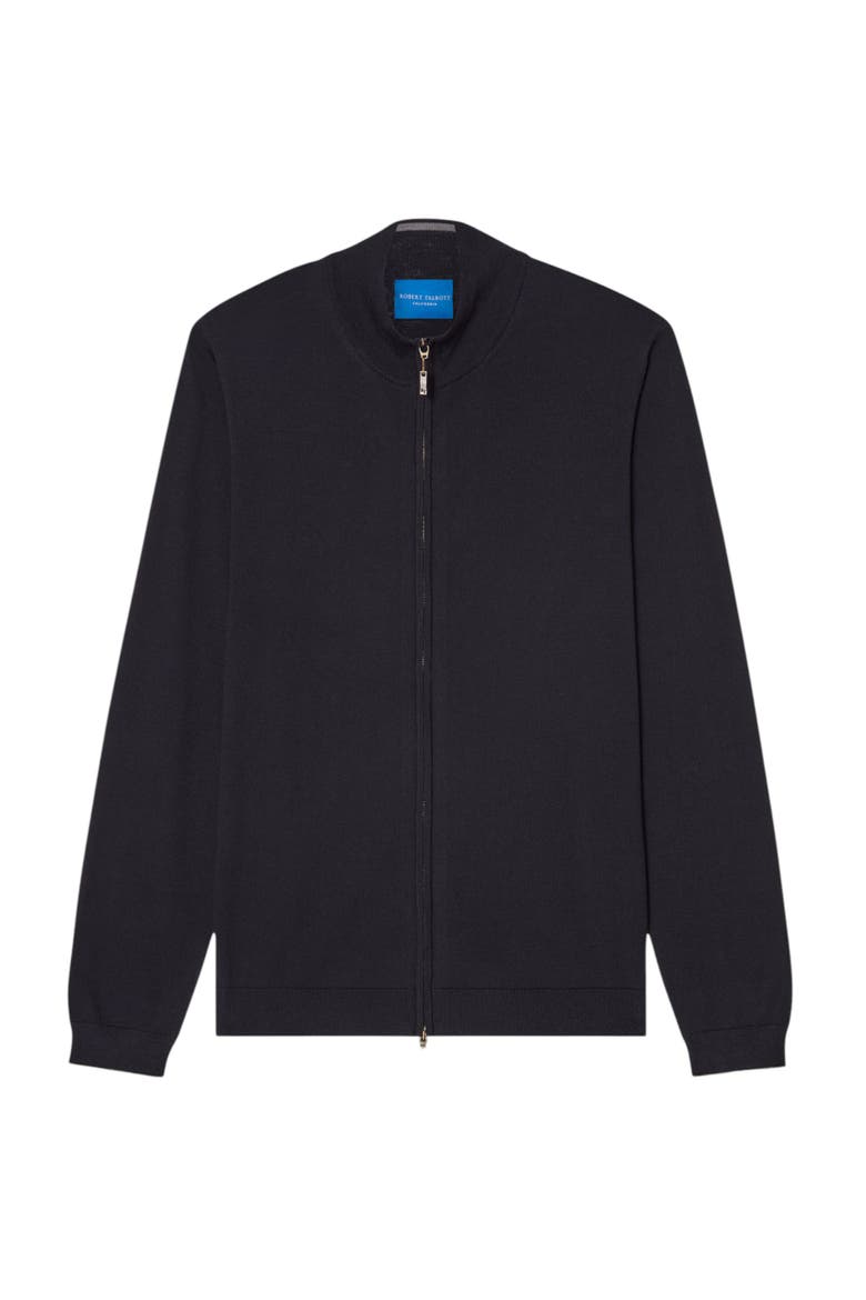 Dalton Full Washable Merino Zip Sweater, Alternate, color, Navy W/Gray Tipping