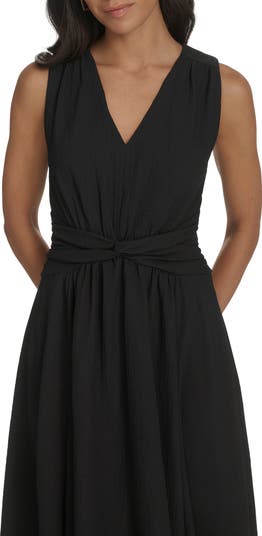 Sleeveless Knotted Waist Gauze Midi Dress