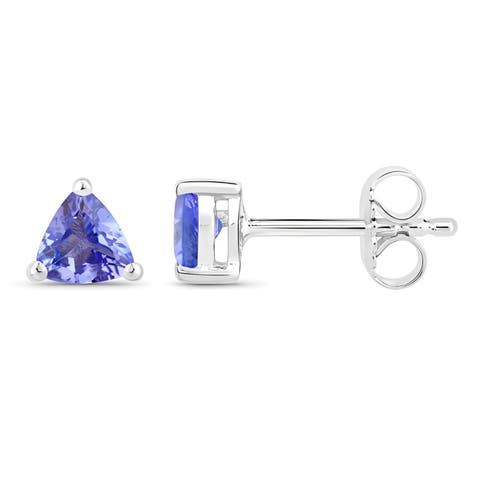 Sterling Silver Triangle Tanzanite Earrings