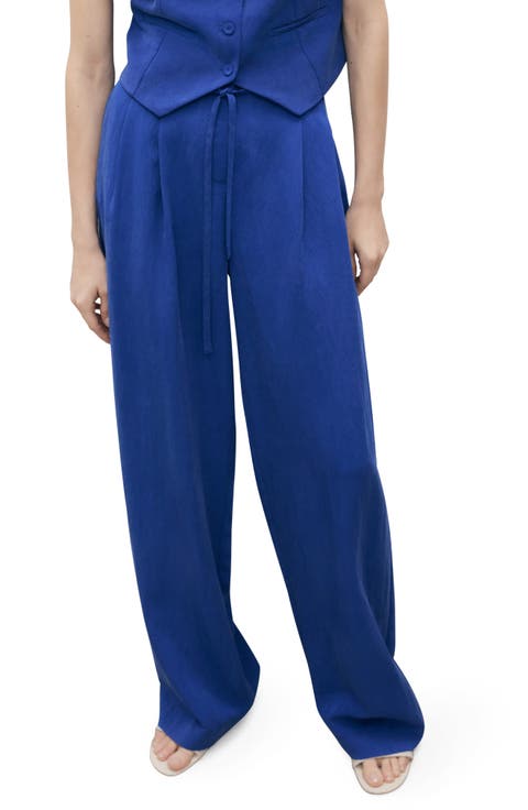 Tie Belt Wide Leg Pants