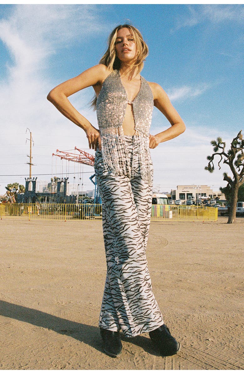 NASTY GAL Bugle Bead Tassel Top, Alternate, color, Silver