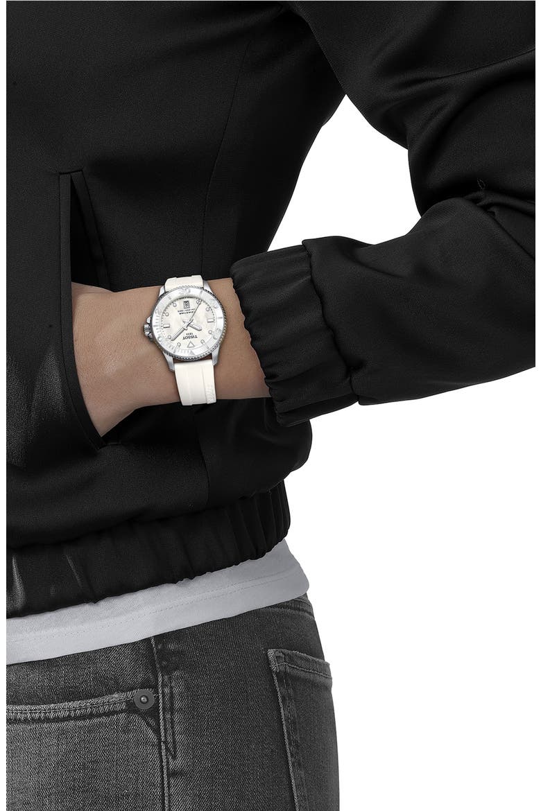 Seastar 1000 Silicone Watch, 36mm, Alternate, color, WHITE