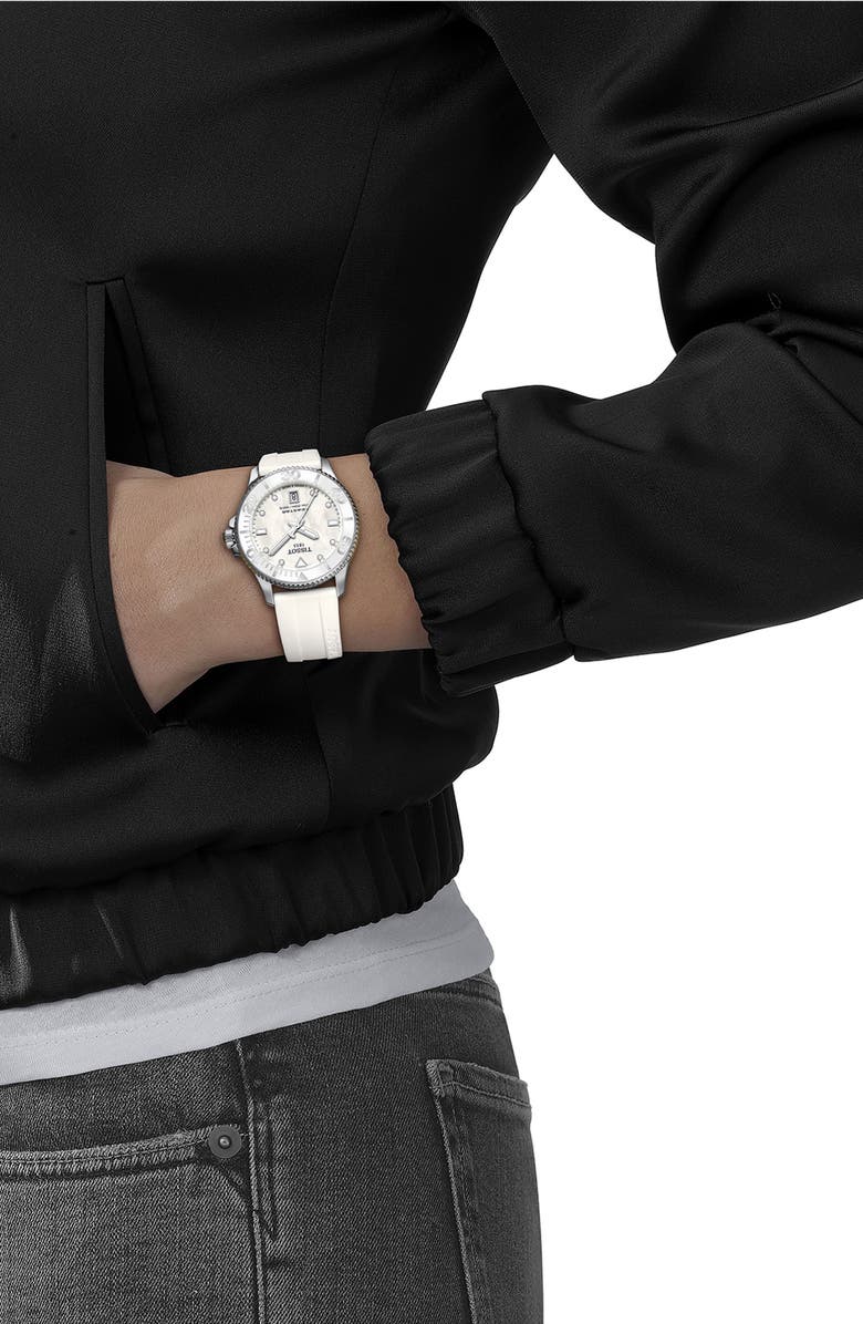 Tissot Seastar 1000 Silicone Watch, 36mm, Alternate, color, White