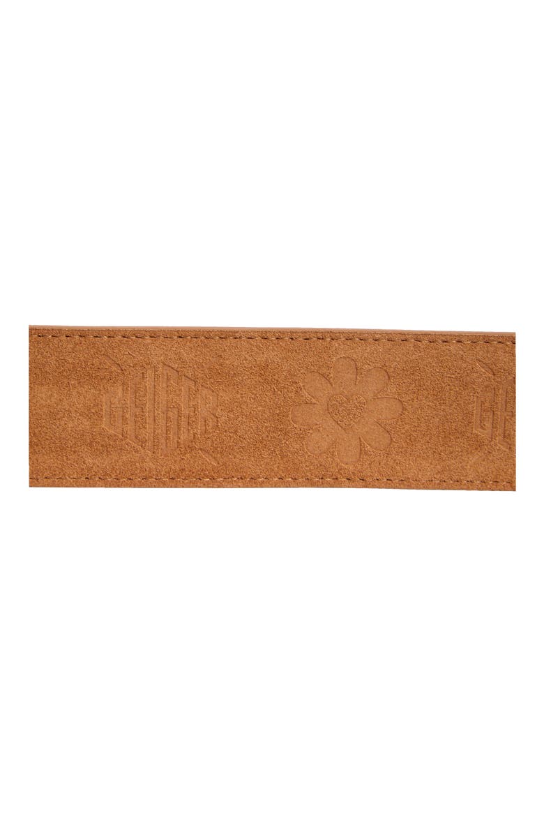 Soho Embossed Suede Belt, Alternate, color, GINGER/ ANTIQUE BRASS