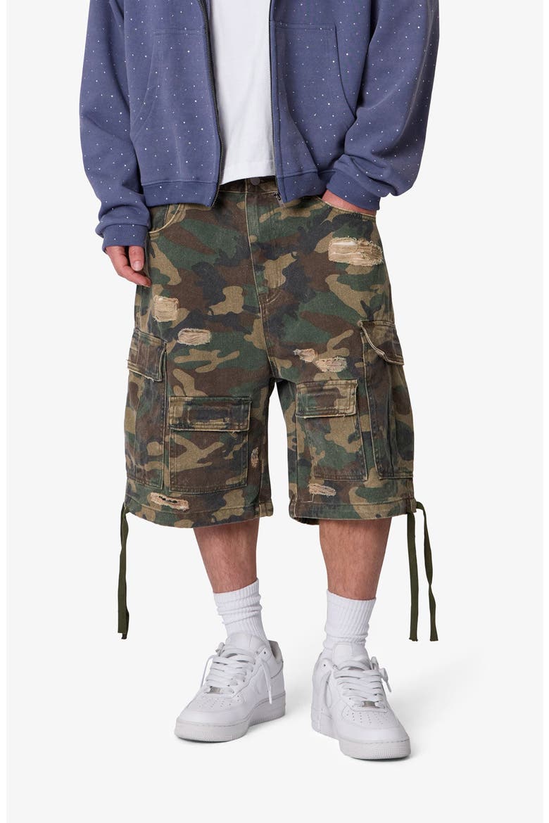 Distressed Baggy Camo Cargo Shorts, Main, color, CAMO