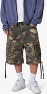 mnml Distressed Baggy Camo Cargo Shorts