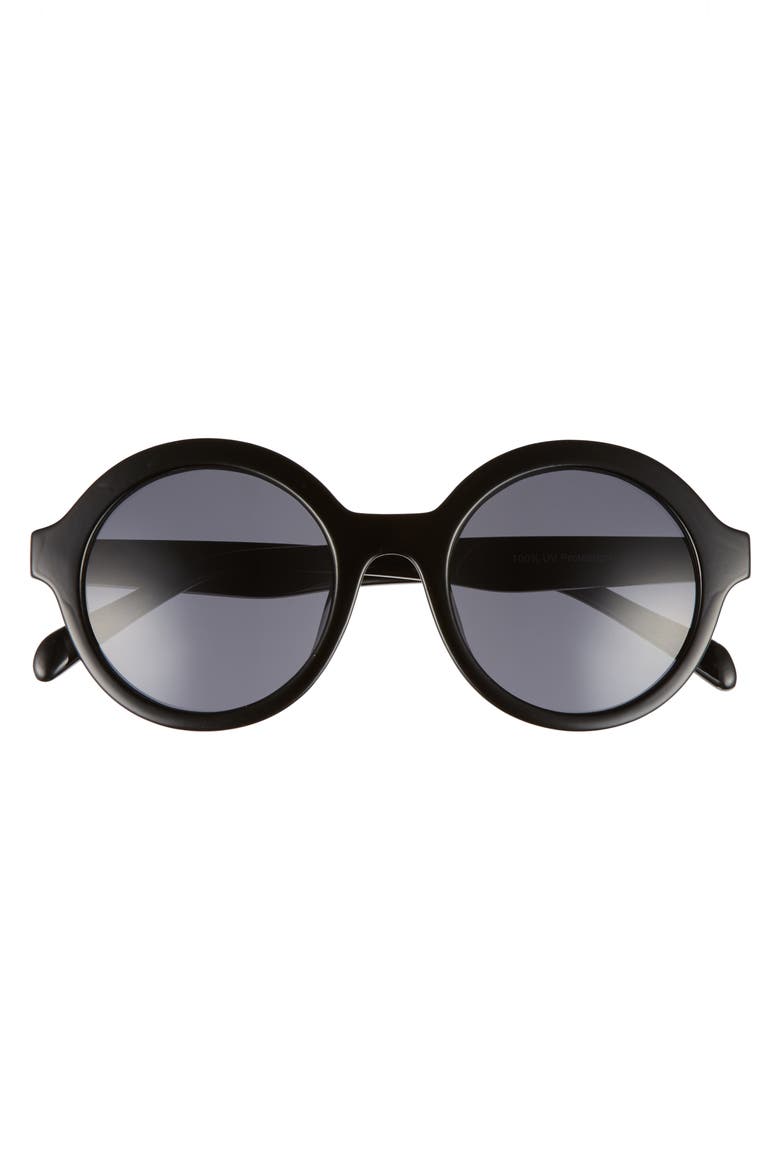 50mm Round Sunglasses, Alternate, color, BLACK