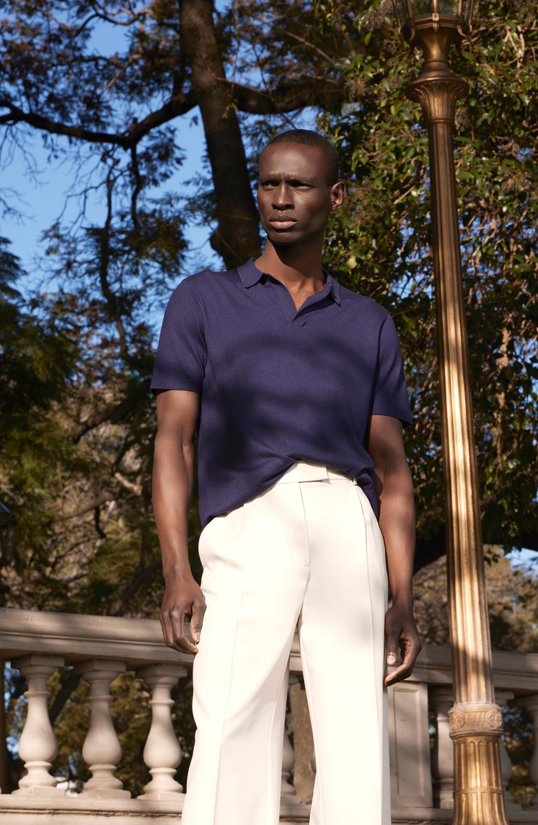 Italic Elliot Featherlight Short Sleeve Polo Shirt, Alternate, color, Navy