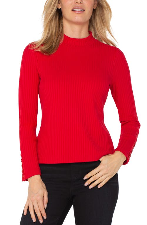 Liverpool Los Angeles Long Sleeve Mock Neck Rib Top In Red