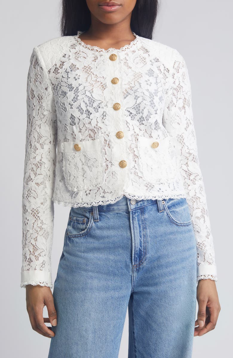 LoveShackFancy Richard Lace Jacket, Main, color,
