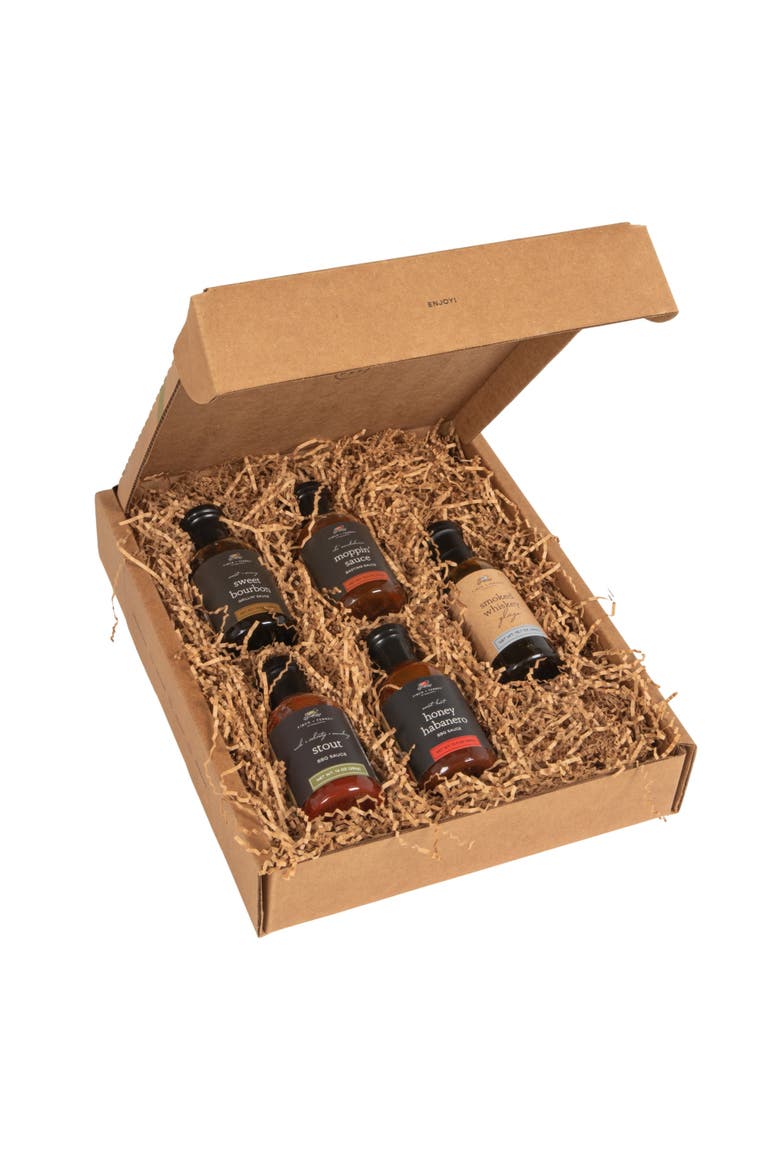 5-Piece BBQ Sauce Sampler Pack Gift Box, Alternate, color, Brown