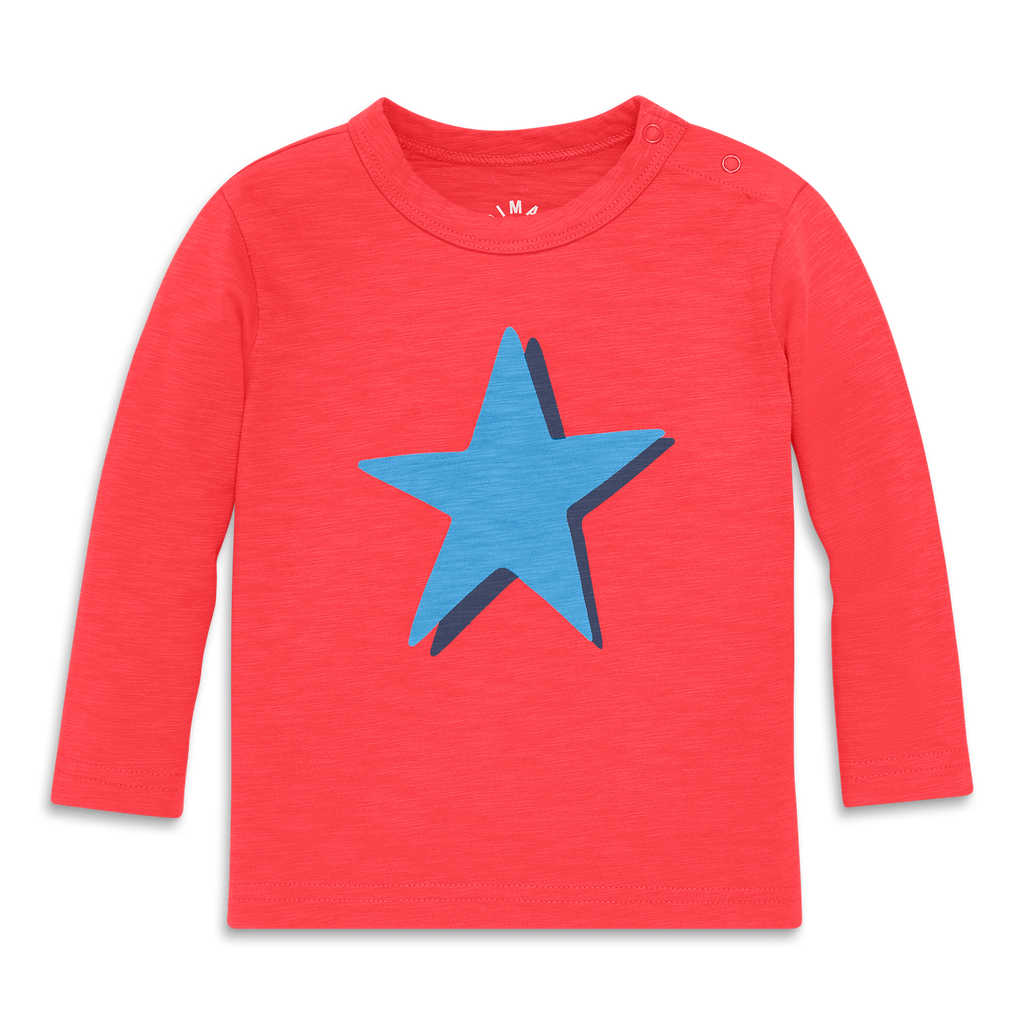 Primary Baby Long Sleeve Star Tee In Red