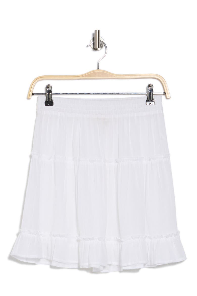 Smocked Tiered Cotton Cover-Up Skirt, Alternate, color, WHITE