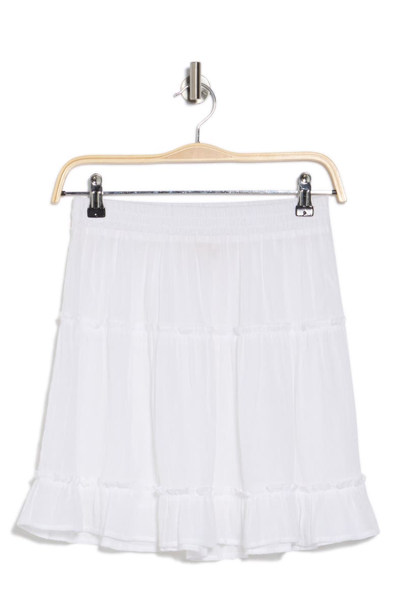 Elan Smocked Tiered Cotton Cover-Up Skirt, Alternate, color, White