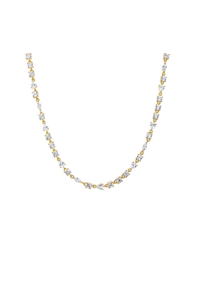 BY ADINA EDEN CZ Three Prong Chain Tennis Necklace, Main, color, 