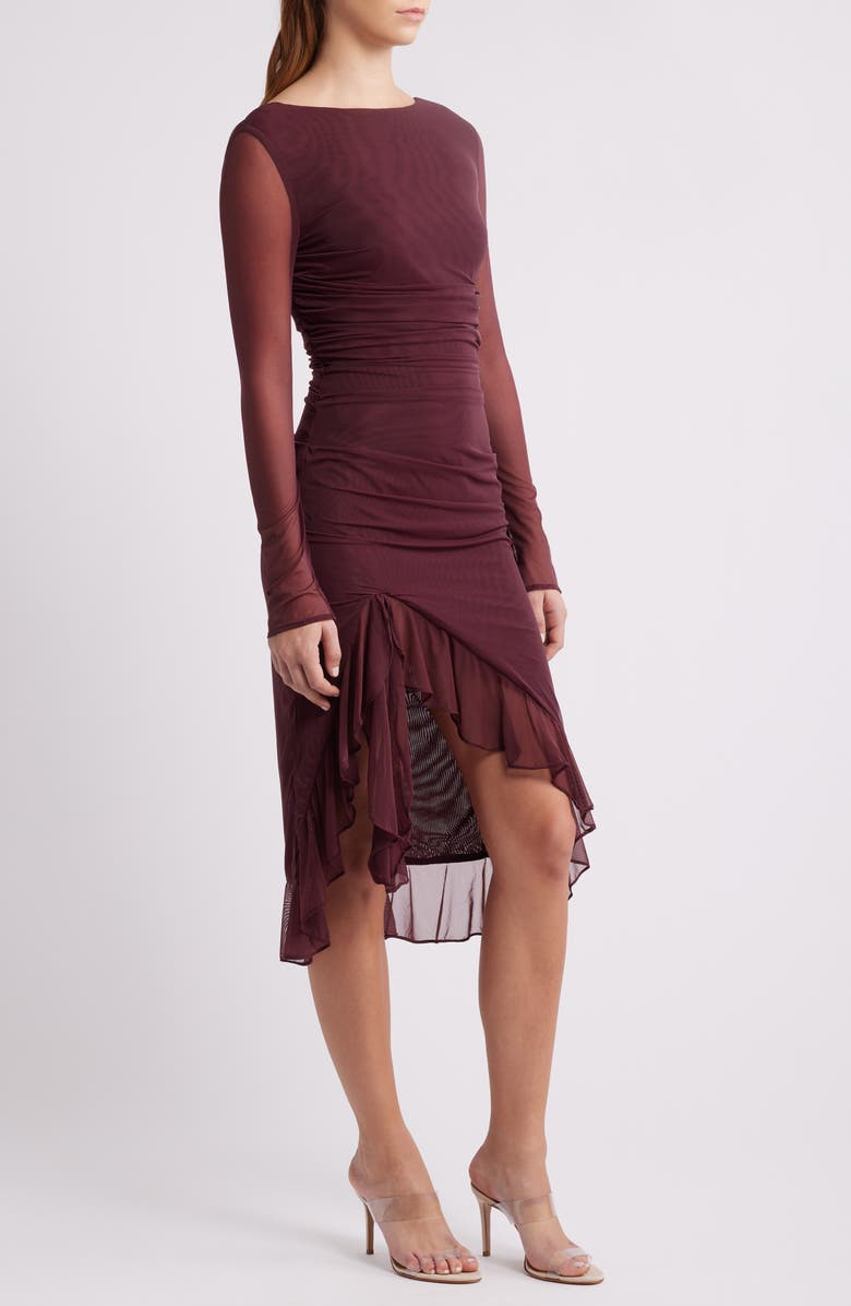 Mistress Rocks Ruffle Long Sleeve Cocktail Dress, Alternate, color, 