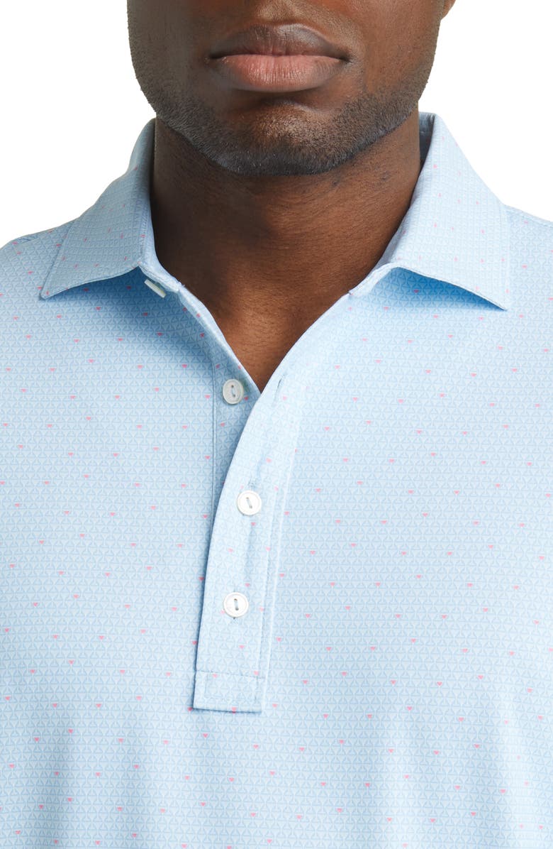 Peter Millar Speakeasy Martini Glass Print Performance Golf Polo, Alternate, color, Blue Frost