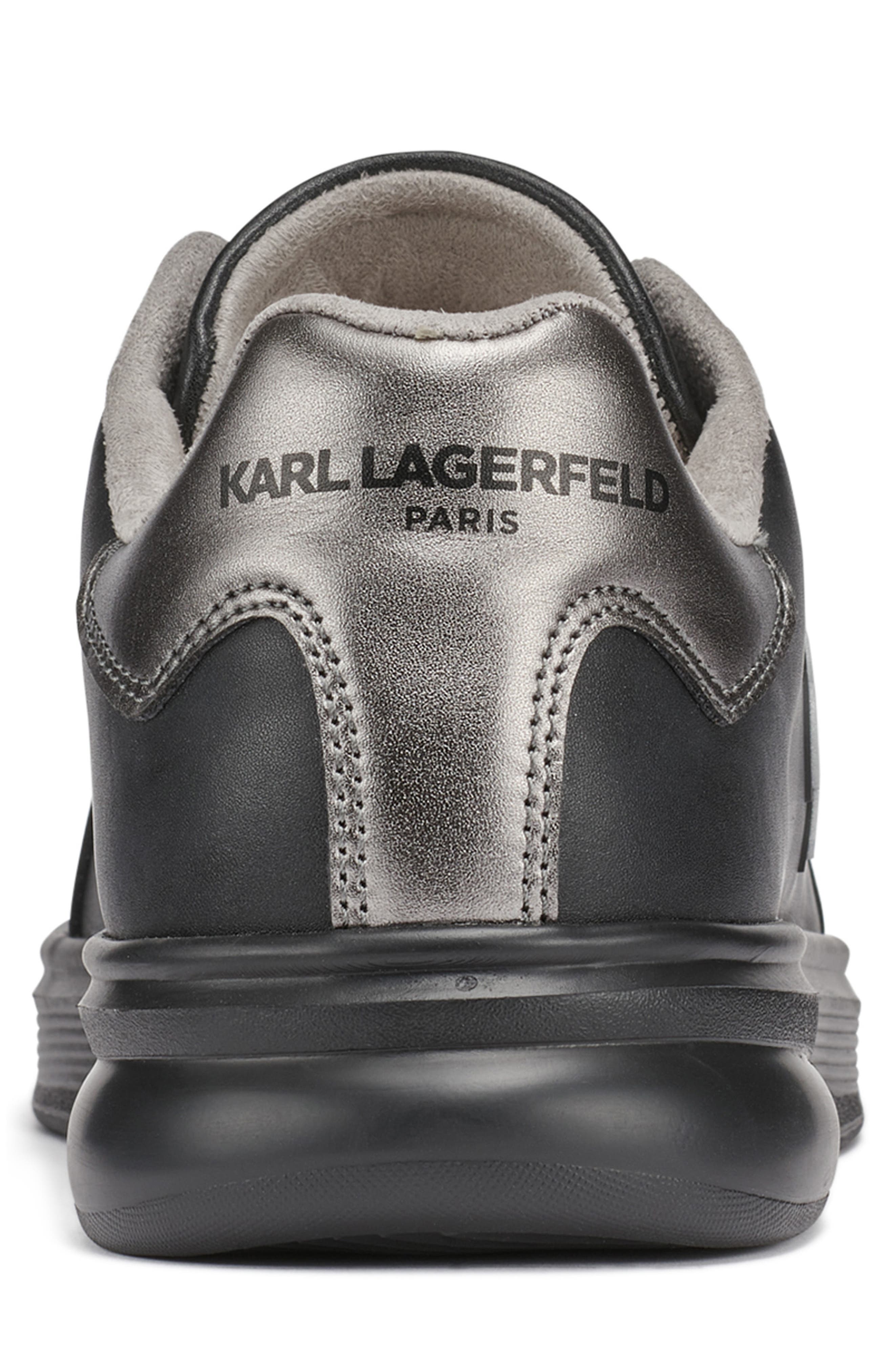KARL LAGERFELD PARIS Karl Head Patch Racer Toe Sneaker, Alternate, color, Black