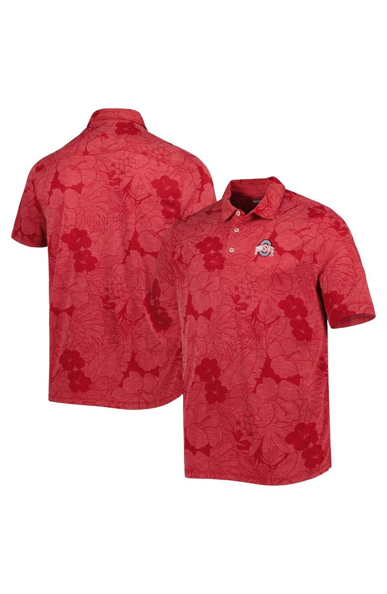 Tommy Bahama Men's Tommy Bahama Scarlet Ohio State Buckeyes Miramar Blooms Polo, Main, color, 