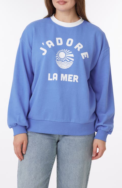Millie Beach Terry Ringer Crewneck Sweatshirt