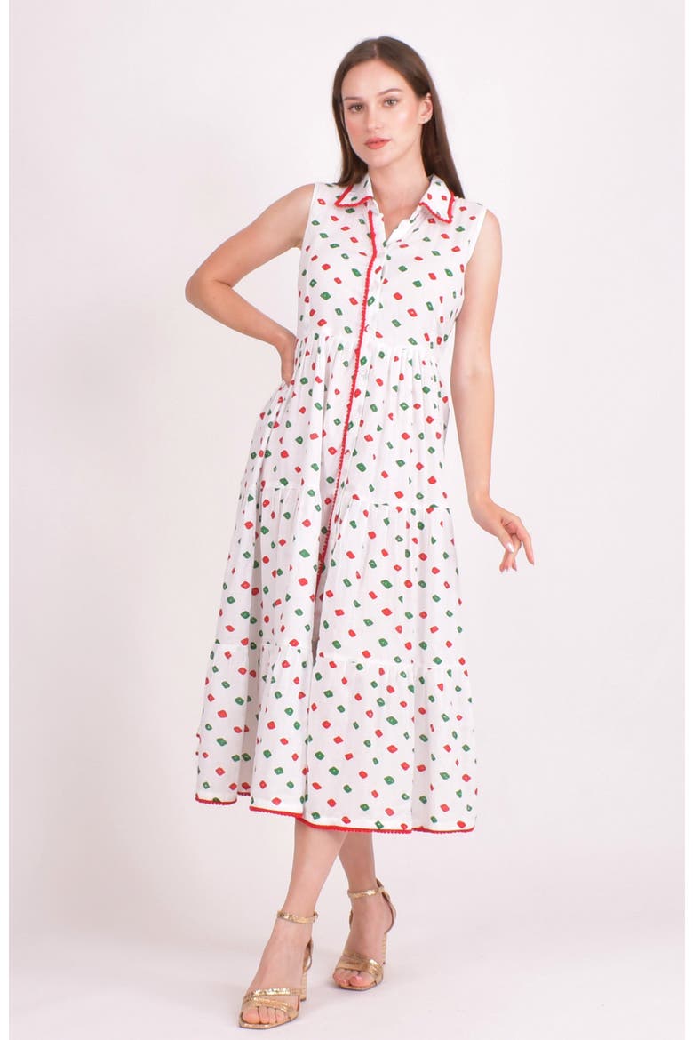 Olinda Cotton Tiered Midi Dress, Alternate, color, White