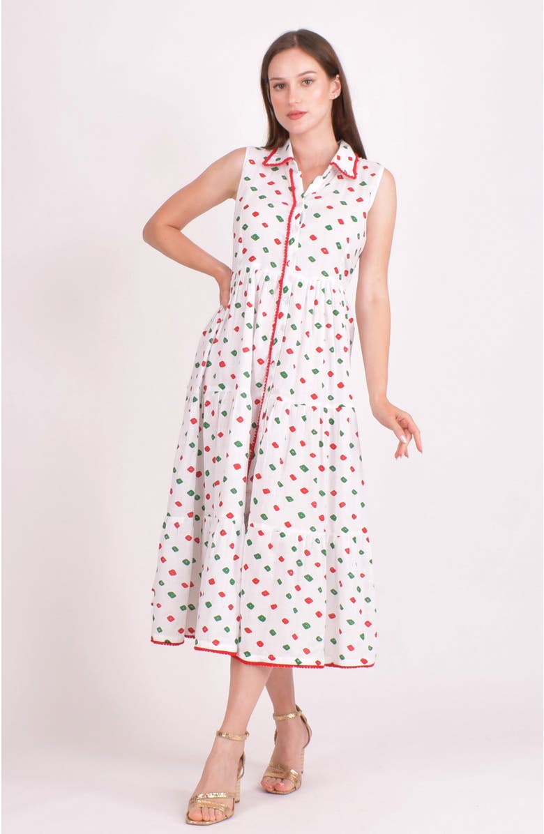 RAAS Olinda Cotton Tiered Midi Dress, Alternate, color, White