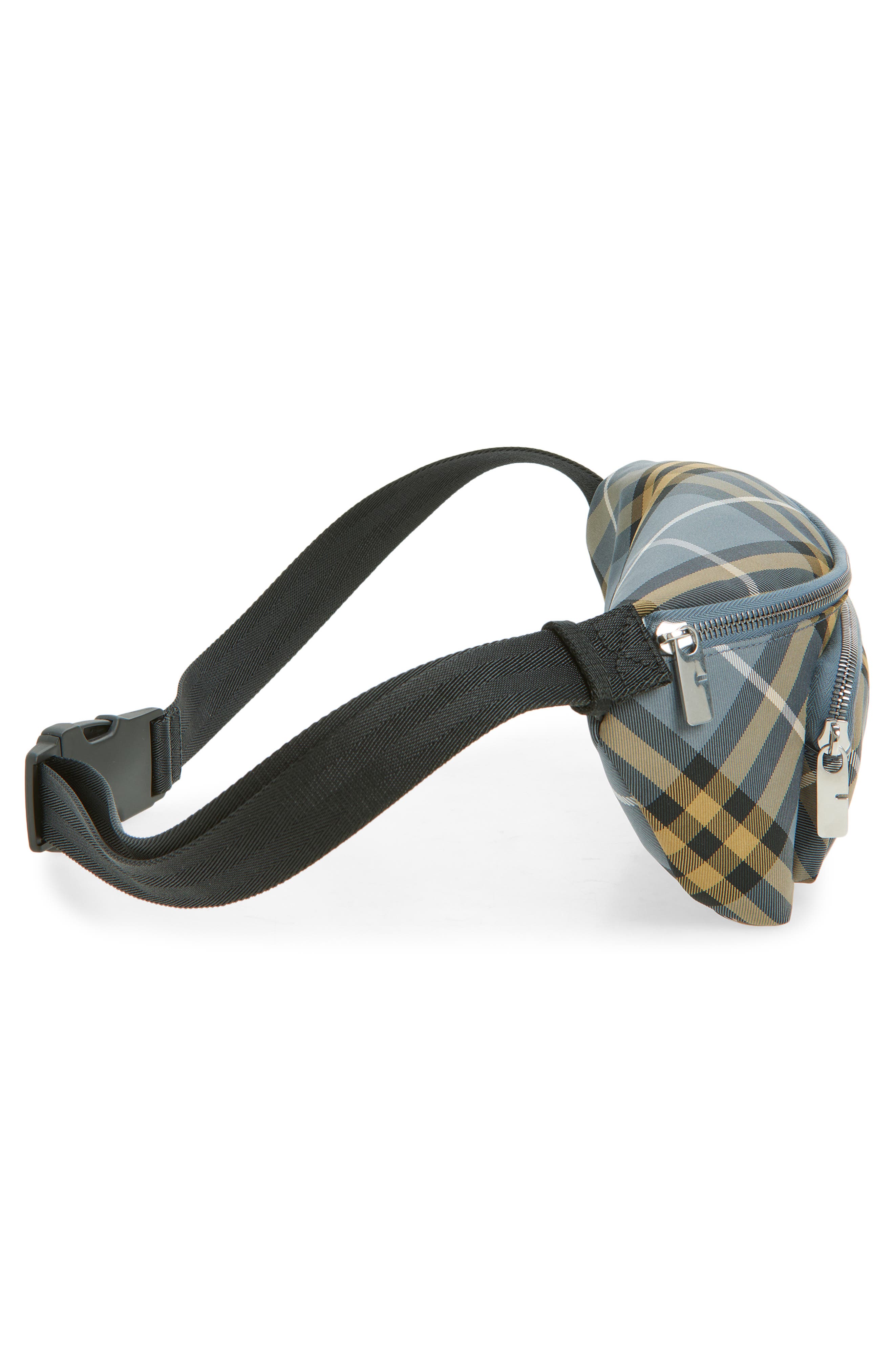 Burberry Small Check Belt Bag, Alternate, color, Wave Blue