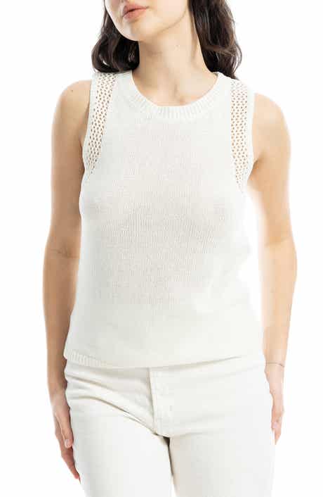 MAX STUDIO Pointelle Stitch Crocheted Tank