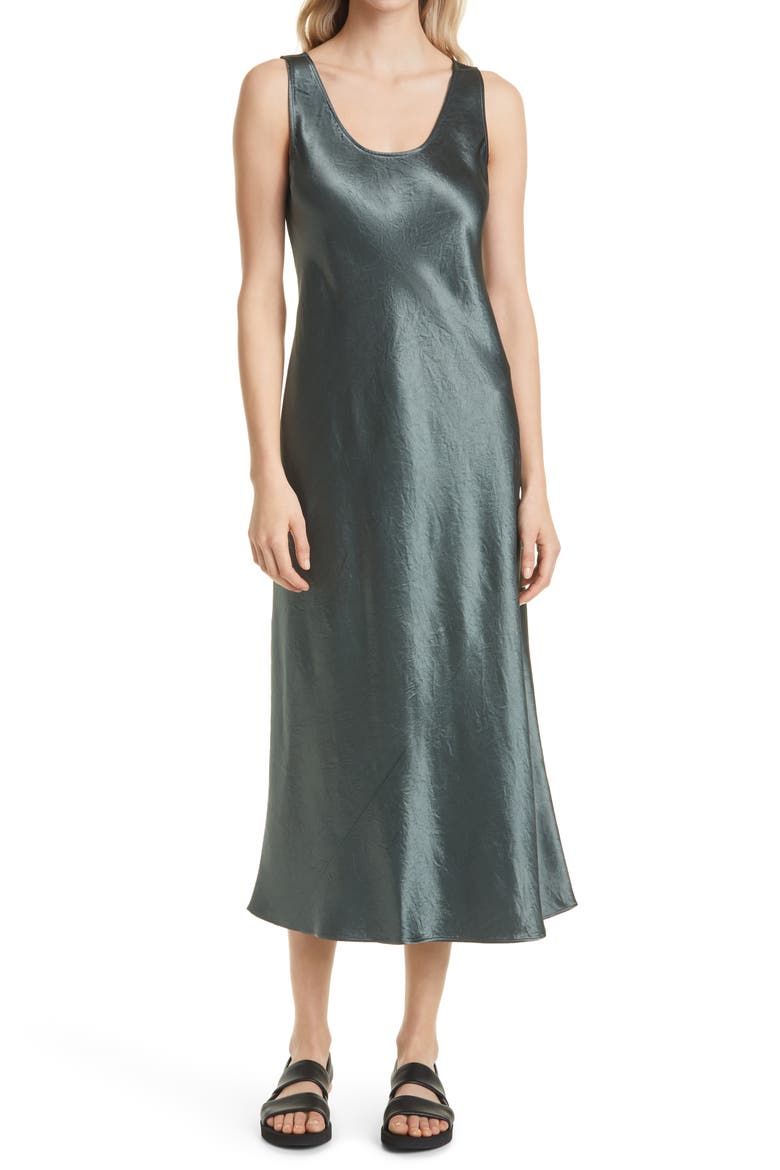 Satin Slipdress, Main, color, GREEN