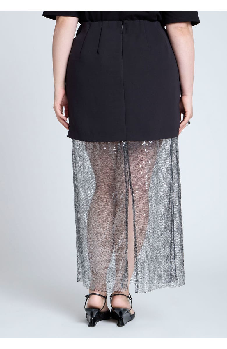ELOQUII Sparkly Twofer Skirt, Alternate, color, Black Onyx