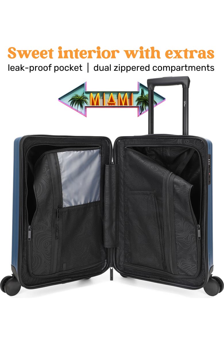 Miami Carry On Ocean Polycarbonate Carry On Spinner Suitcase, Alternate, color, Navy