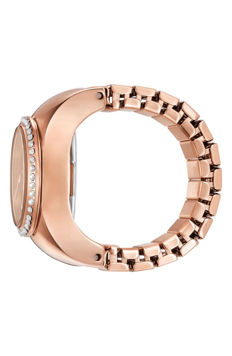 Fossil Glitz Crystal Ring Watch, 15mm, Alternate, color, Rose Gold