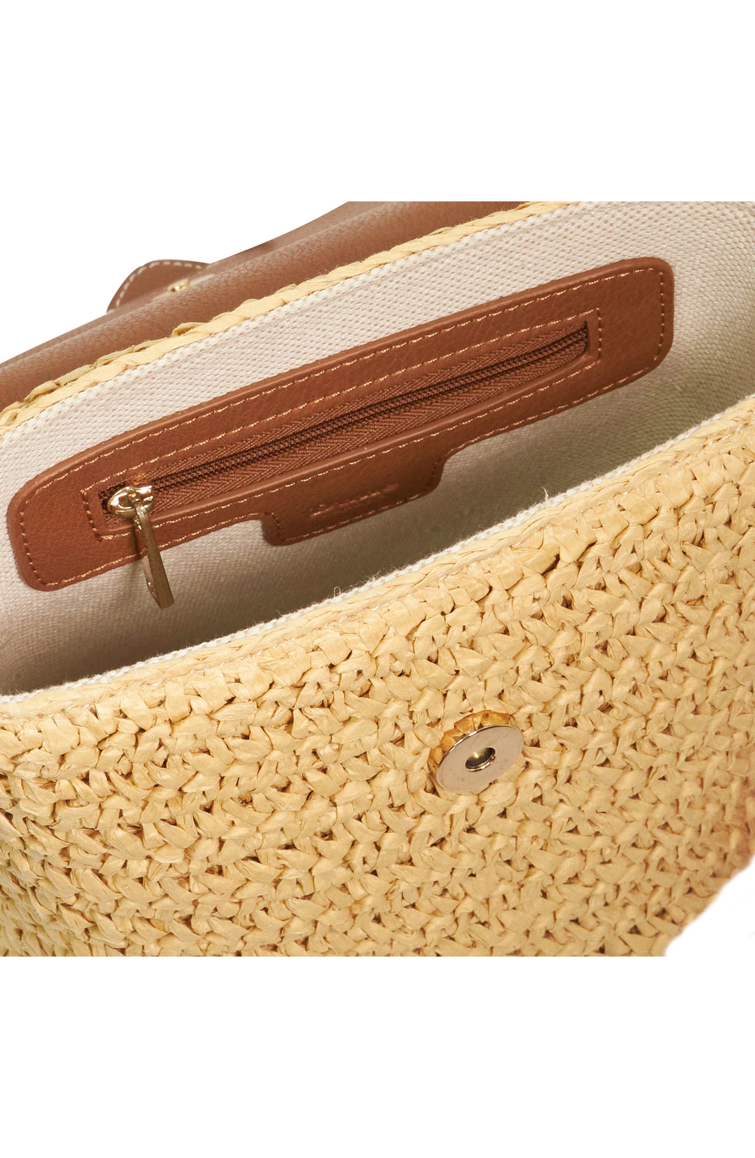 Dimple Raffia Handbag, Alternate, color, NATURAL
