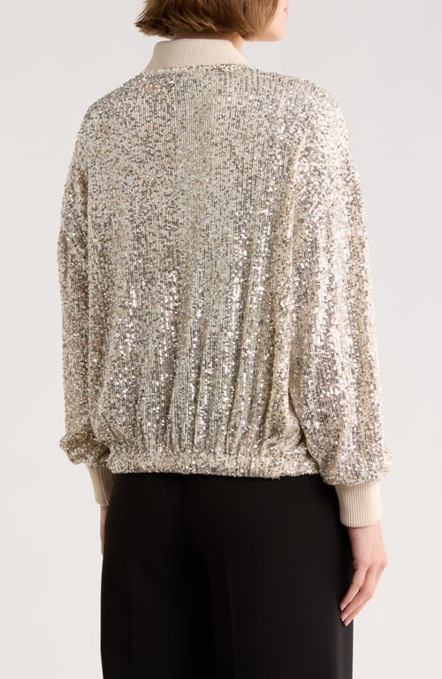 Love Token Cindy Sequin Bomber Jacket In Silver