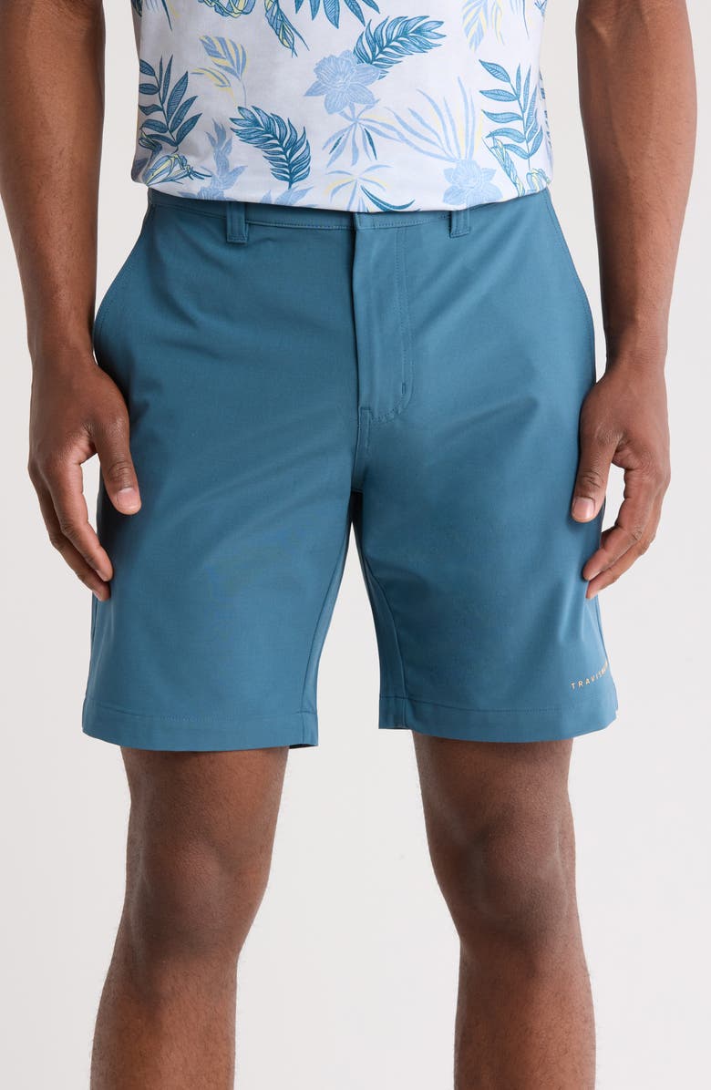 TravisMathew Open to Close Tech Chino Shorts, Main, color, Dark Teal Tiki