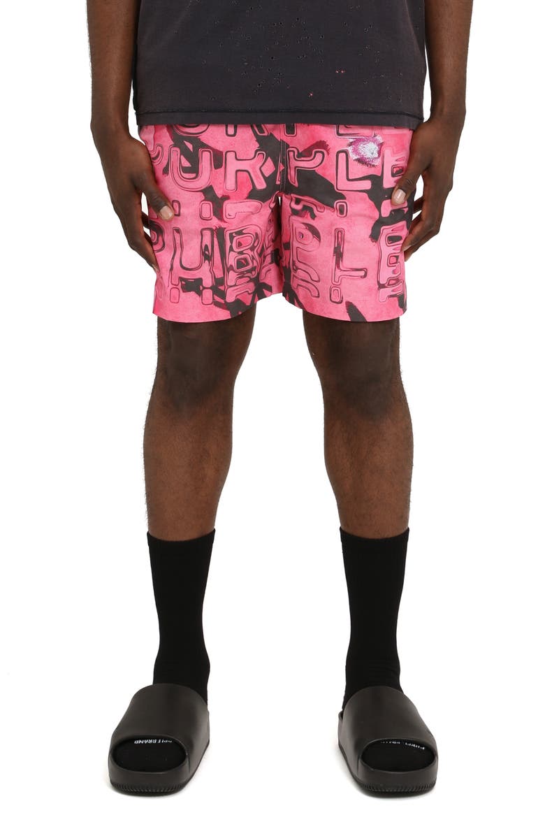 PURPLE BRAND All Around Water Repellent Performance Shorts, Main, color, Pink Multi