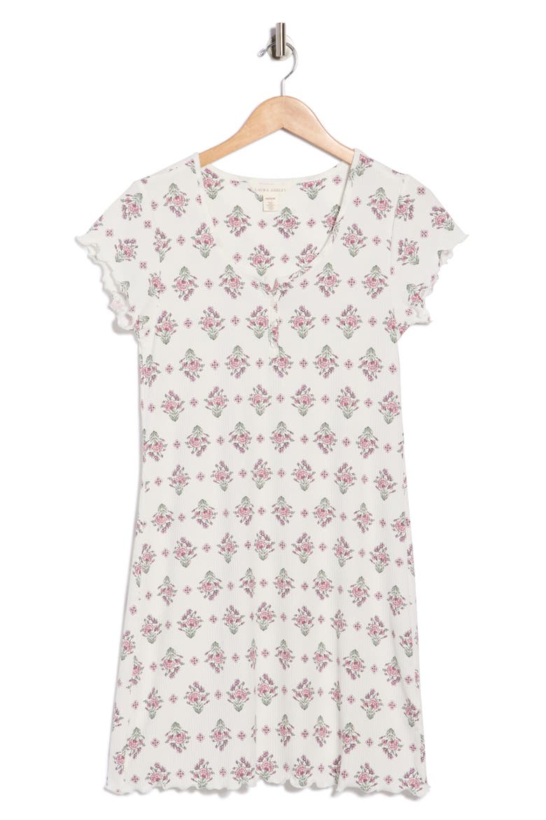 Print Rib Nightgown, Alternate, color, PINK FOULARD