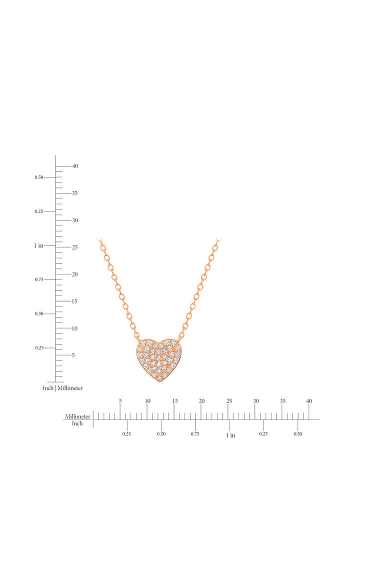 Pavé Cubic Zirconia Heart Pendant Necklace, Alternate, color, 18KT ROSE GOLD/ CLEAR STONE