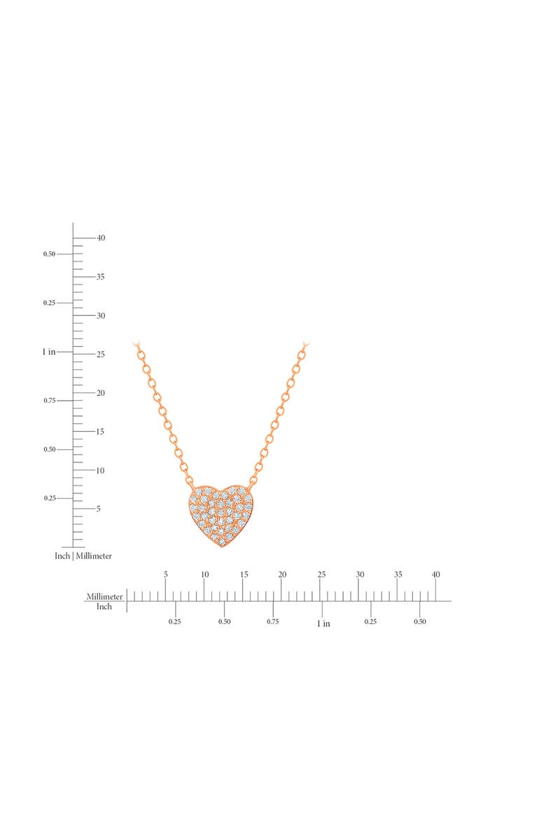 Crislu Pavé Cubic Zirconia Heart Pendant Necklace, Alternate, color, 18Kt Rose Gold/ Clear Stone