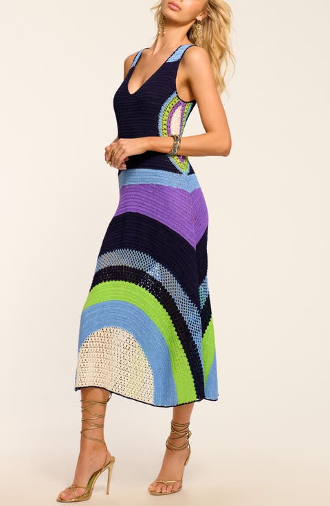 Cadence Colorblock Crochet Midi Dress