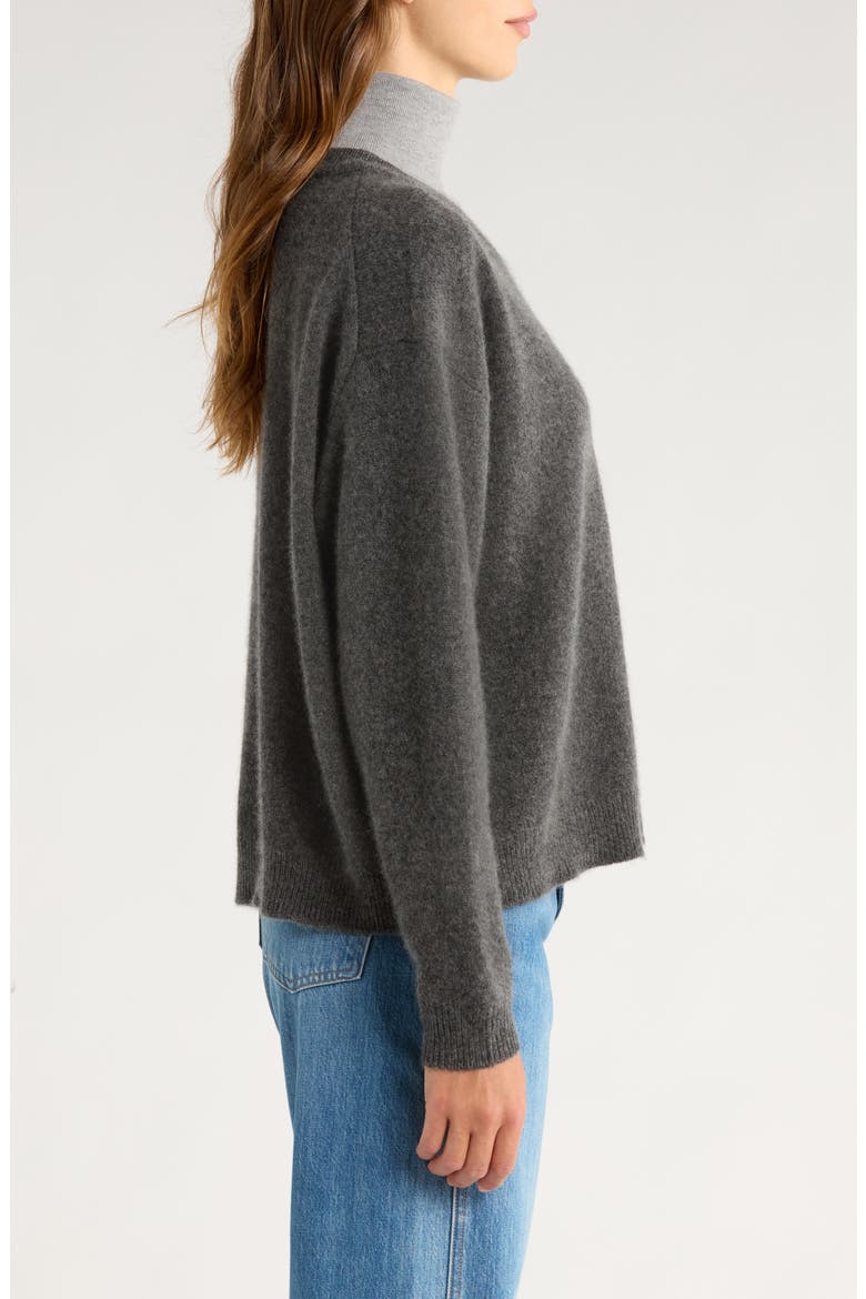 Doris Layered Look Cashmere Sweater, Alternate, color, CHARCOAL