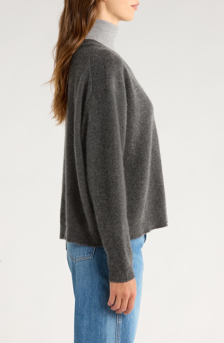 STAUD Doris Layered Look Cashmere Sweater, Alternate, color, Charcoal