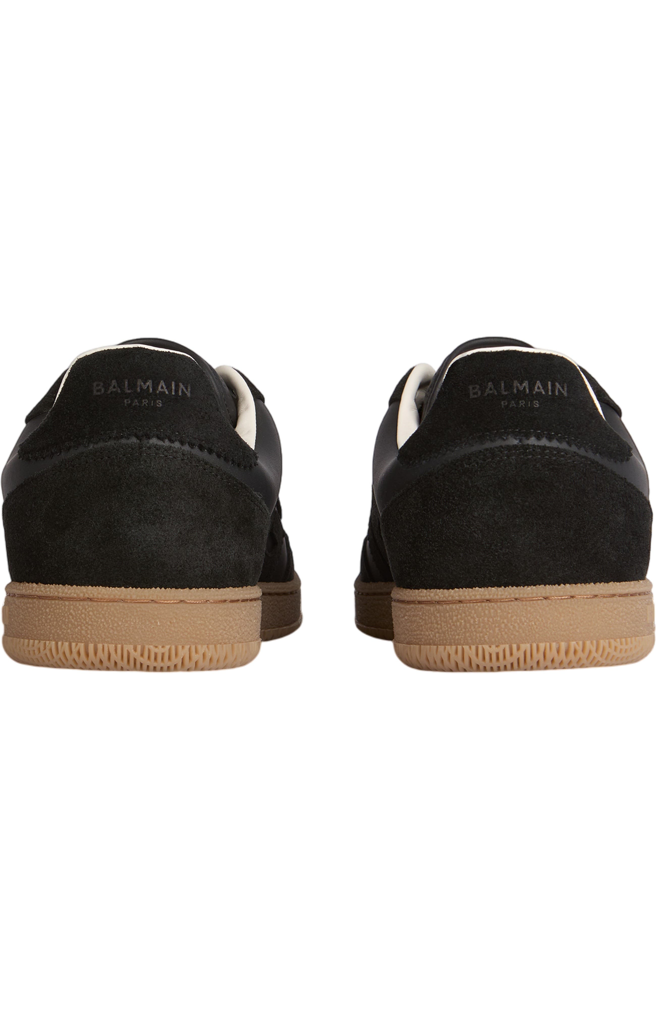 Balmain Swan suede and smooth leather trainers, Alternate, color, Black