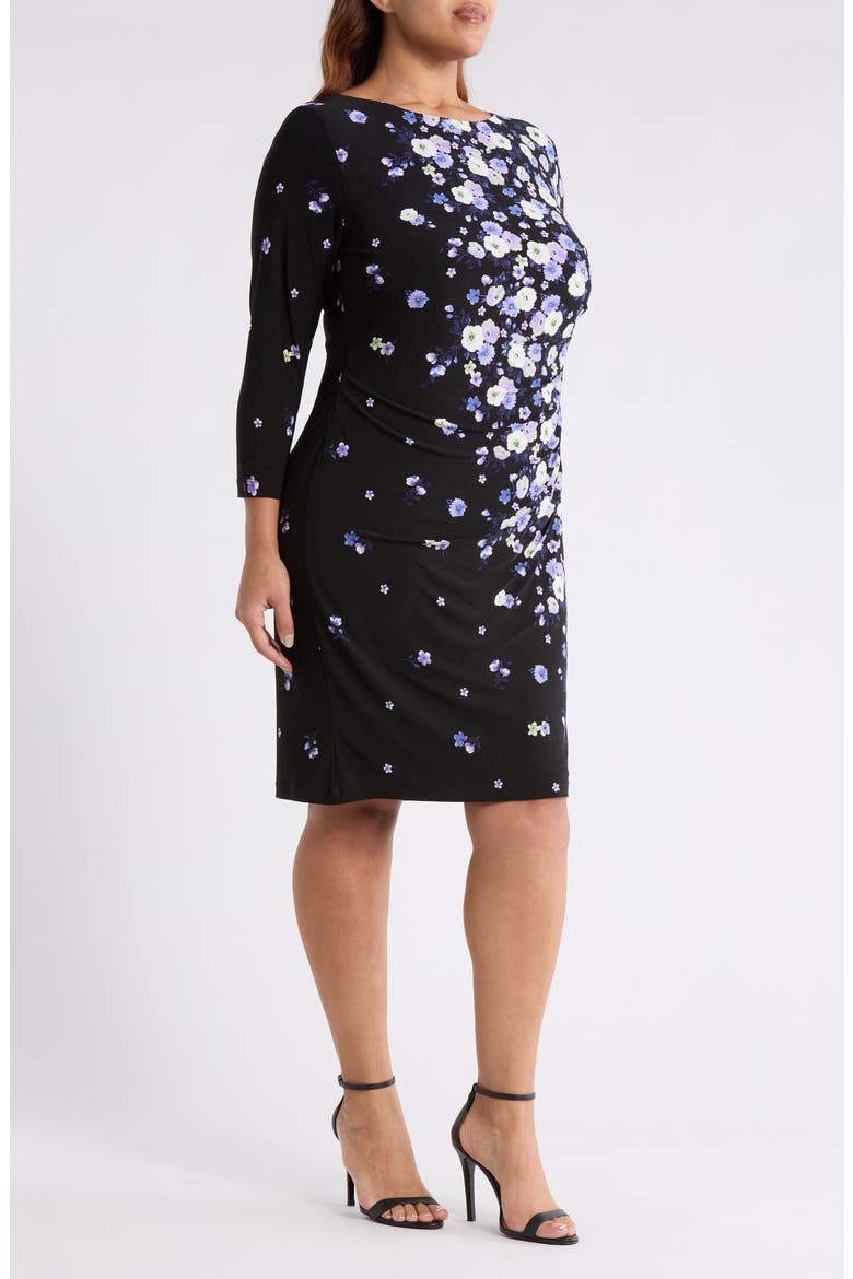 Floral Print Sheath Dress, Alternate, color, BLACK MULTI