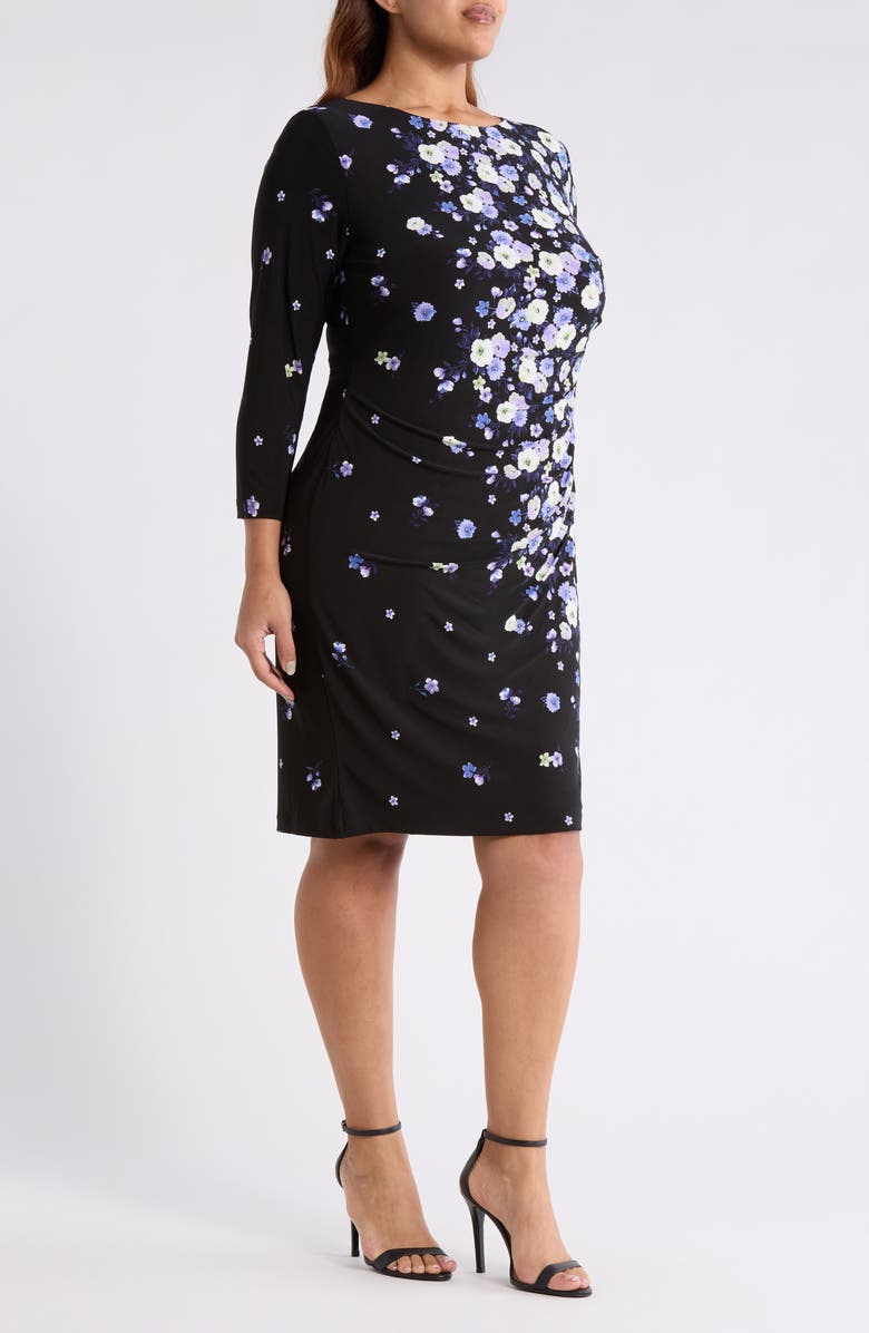 KASPER Floral Print Sheath Dress, Alternate, color, Black Multi