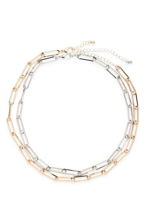 Set of 2 Paper Clip Chain Necklaces