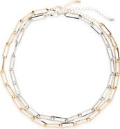 Tasha Set of 2 Paper Clip Chain Necklaces