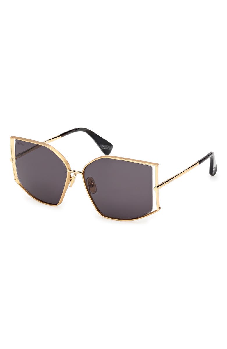 Max Mara Menton 59mm Cat Eye Sunglasses, Alternate, color, Deep Gold/ Black Horn/ Smoke