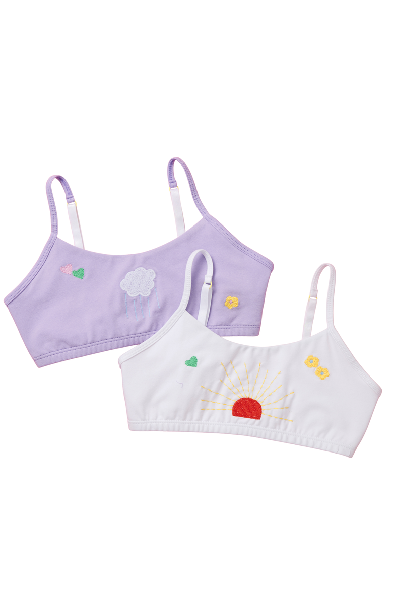 Yellowberry Sunshine Embroidered Cotton Bra, Alternate, color, White Marshmallow